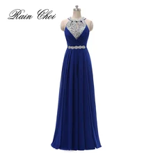 Wedding Party Gown Women Halter  Chiffon Long Bridesmaid Dresses Plus Size