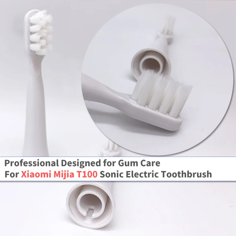 Brush Heads for Xiaomi Mijia T100 Toothbrush Heads Gum Care Soft Toothbrush Heads with Protecting Caps for Healthy Brushing 4