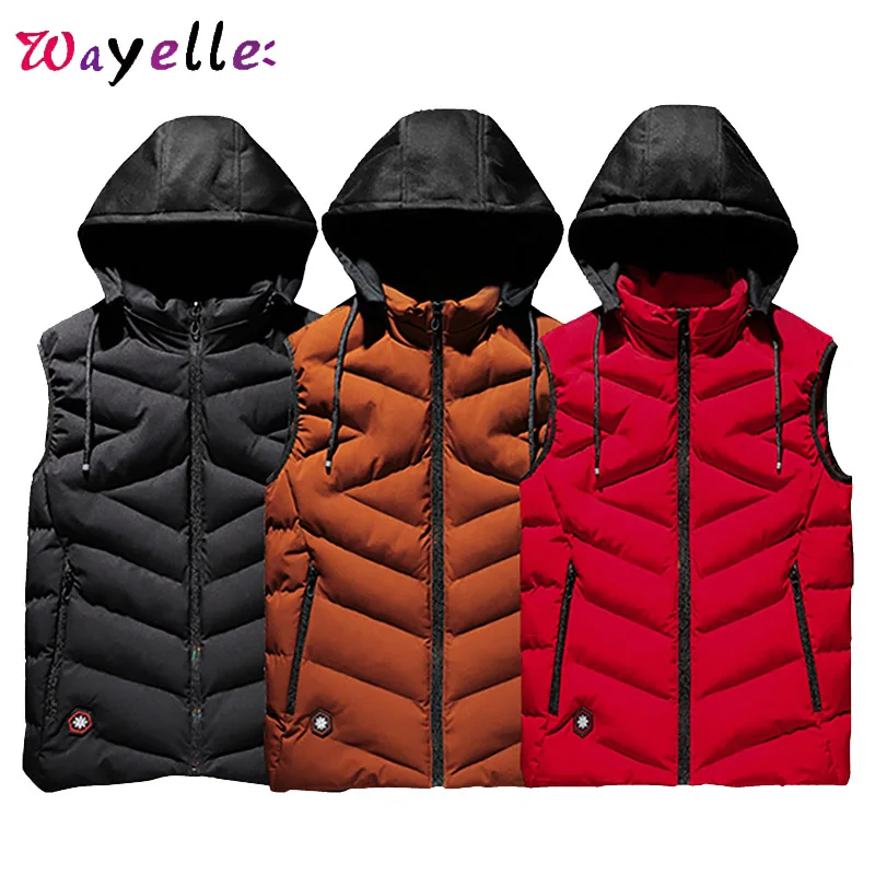 Mens Winter Vests Plus Size 6-8XL Mens Down Vest Outwear Men Sleeveless Jackets Men Thicken Warm Hoodie Vest Jacket Coat