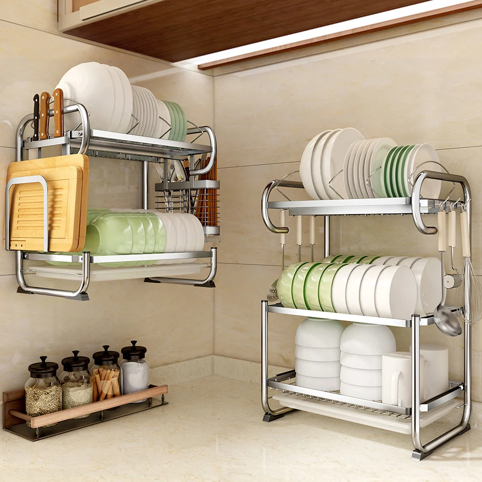 

Drying bowl drainage rack 304 stainless steel bowl rack drainage rack household dish wall hanging type kitchen shelf