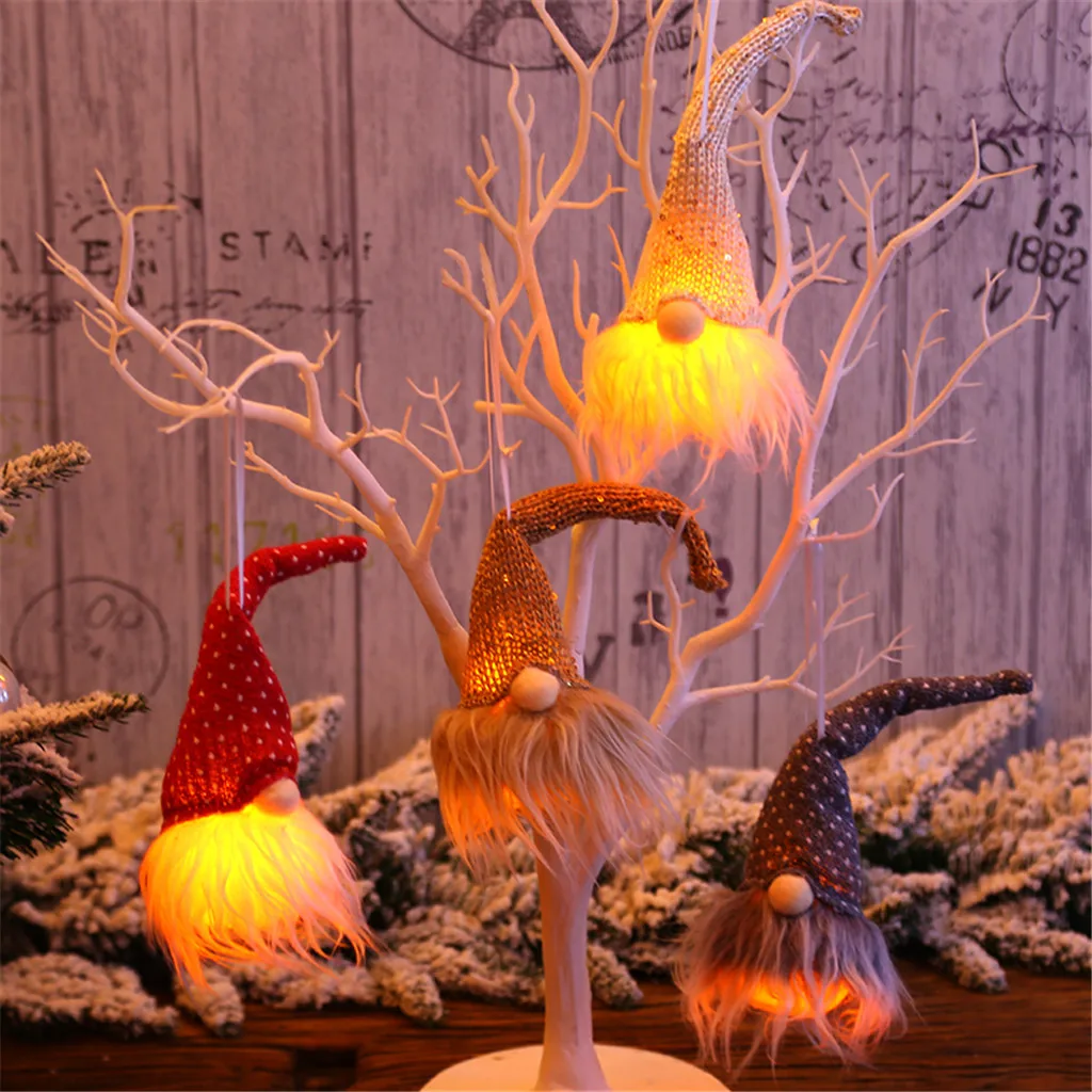 Рождественское таинственное освещение карликовая кукла Рождественская елка Декоративный ночник висящий орнамент светящийся в темноте LS* D