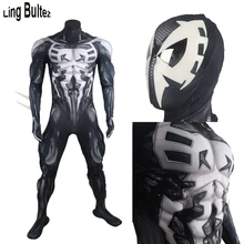 Ling Bultez Высокое Качество Тисненая подкладка для мышц Человек-паук 2099 костюм черный Человек-паук косплей костюм для Хэллоуина Вечерние