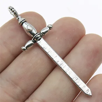 

WYSIWYG 8pcs 59x19mm Fencing Sword Charm Pendants For Jewelry Making Antique Silver Color Sword Pendants Charm Fencing Sword