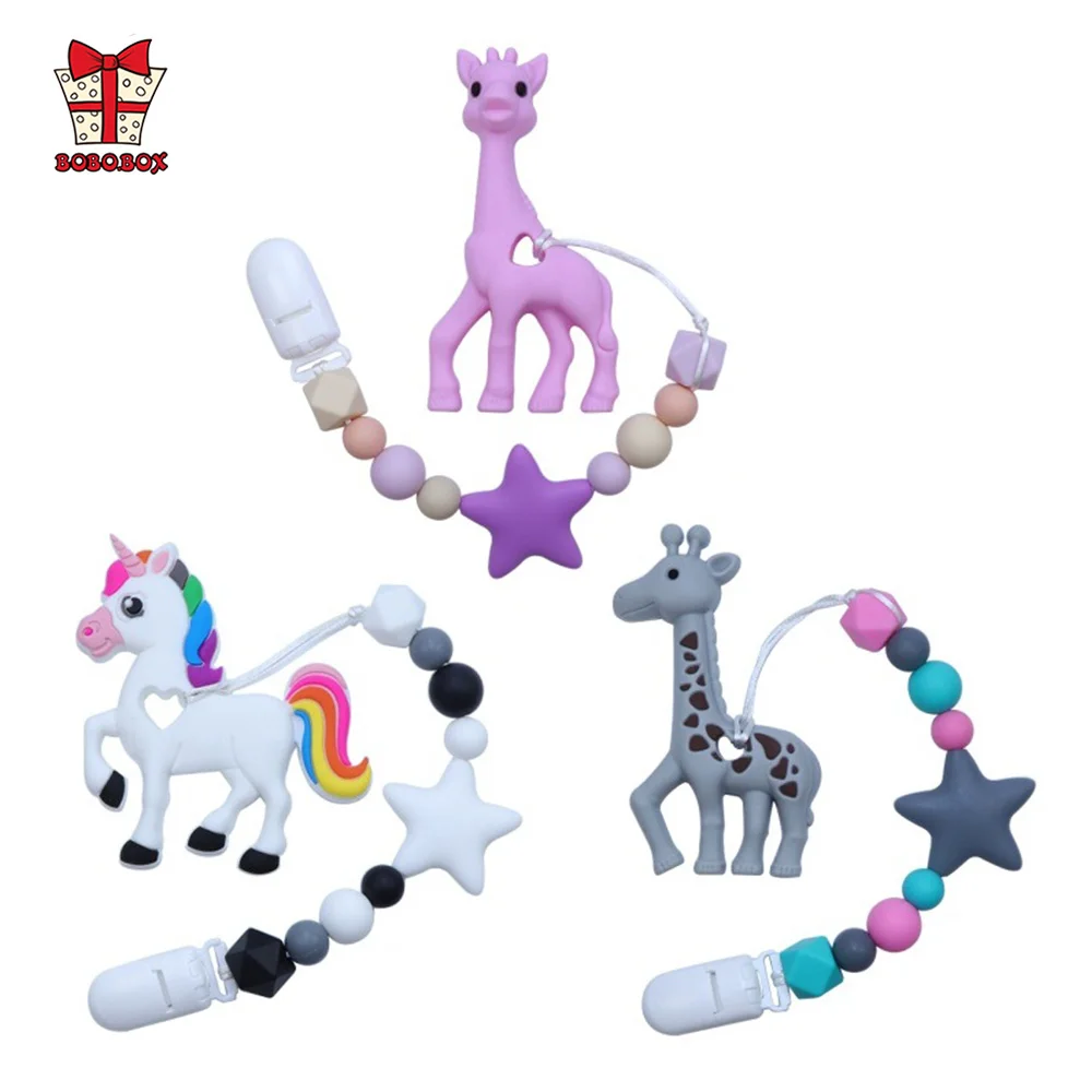 

BOBO.BOX Silicone Baby Teether Pacifier Chain Handmade Chain Teething Silicone Pacifier Chains Holder Baby Teether Dummy Clips