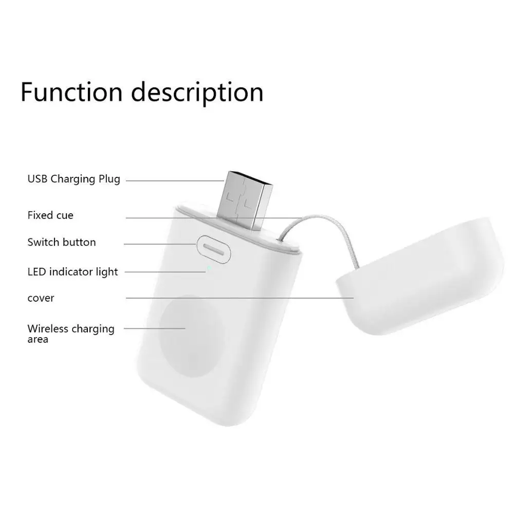 Портативный Mini Qi Беспроводное зарядное устройство Мощность банк питания для Apple Watch Series 4/3/2/1 электрический умный быстрозарядная станция Док-станция