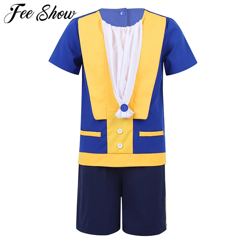 cheap 6M 4T Kids Boys Prince Costume Cosplay Outfit Short Sleeves T Shirt Tops with Shorts Set for Halloween Dress Up Role Play Party