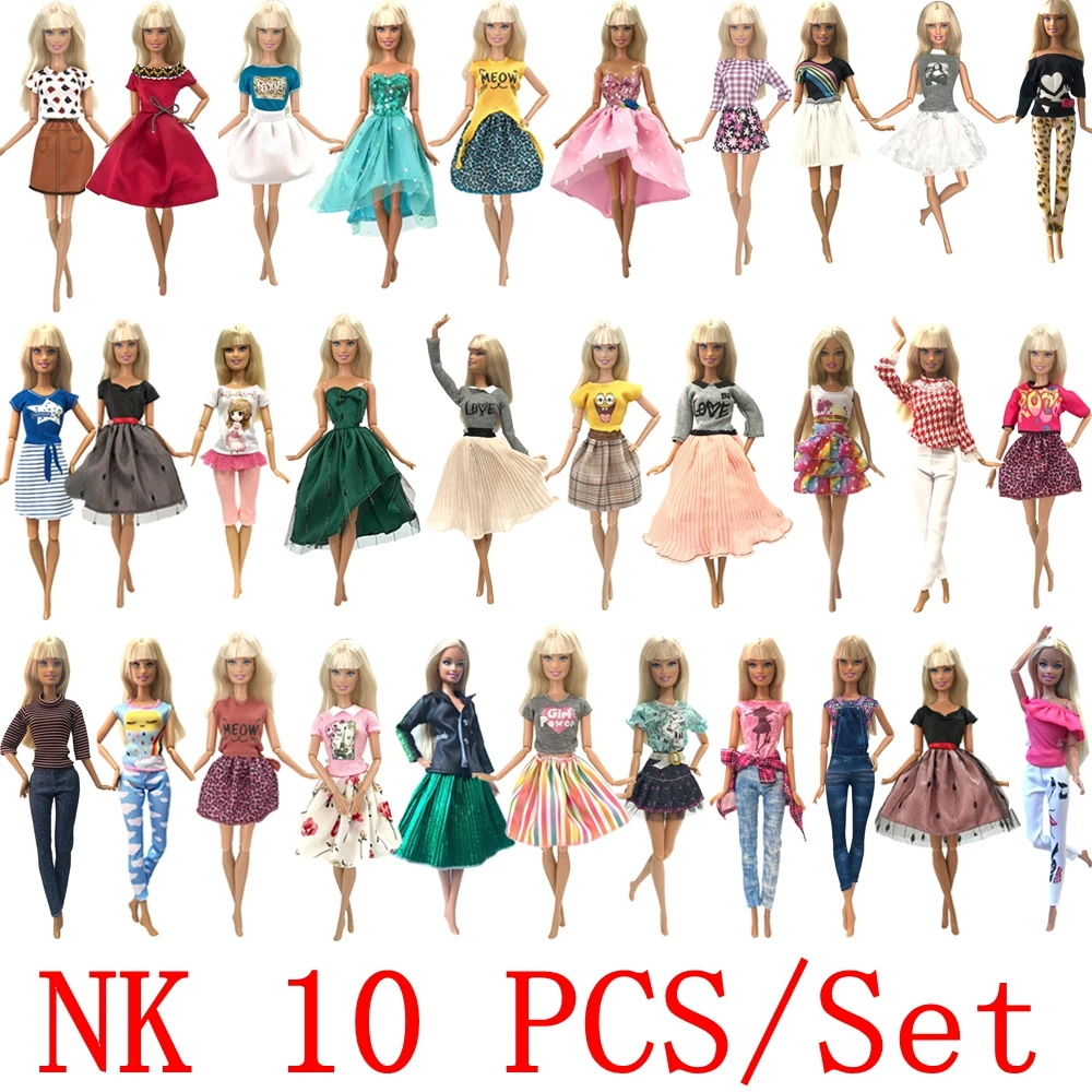 Girls Birthday Present A 10 Pieces Party Gown Outfits with 10 Pairs Doll Shoes Clothes for Doll