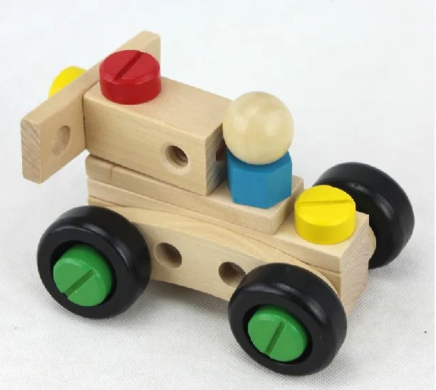 

Toy Wooden Nut Assembled Building Blocks Screw Car Assembly Disassembly