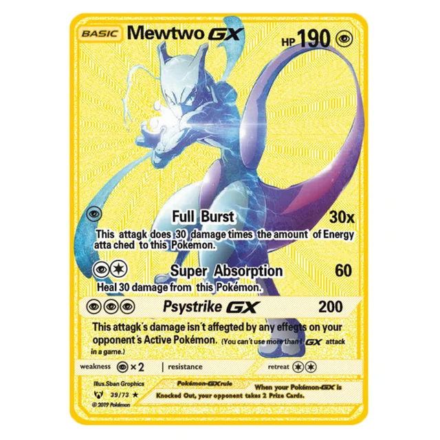 NEW Pokemon Gold Metal Flash Mewtwo Mew Big Pikachu Charizard Game Battle Collection Trading Action Figure Model Card for Kid 7