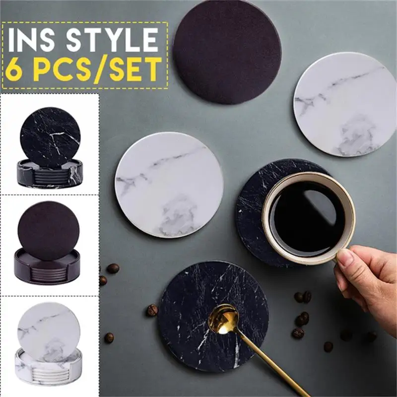 Marble Coaster Set Tea Coffee Cup Mat Table Placemat 