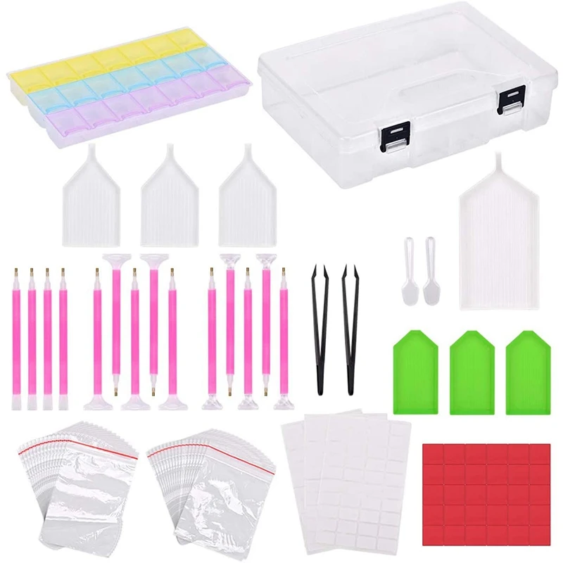 

HOT Diamond Embroidery Storage Box in 120 Compartments, Diamond Painting Tool for DIY, Crafts, Nails