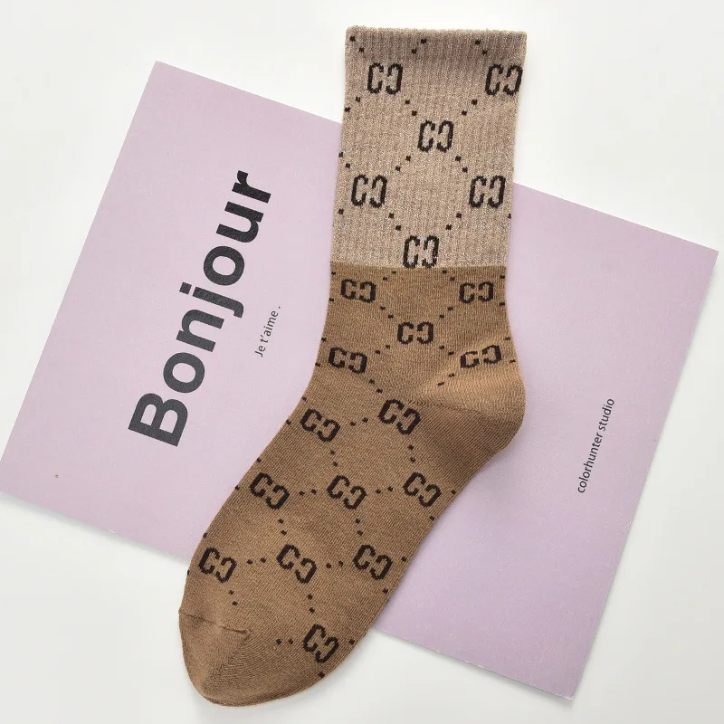 Happy Socks, женские серебристые и луковые носки, женские универсальные носки средней длины, милые женские носки Harajuku - Цвет: Хаки