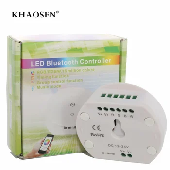 

Khaosen LED Bluetooth Controller DC12-24V RGB RGBW Timing Function Group Control Music Mode apply to IOS/Android