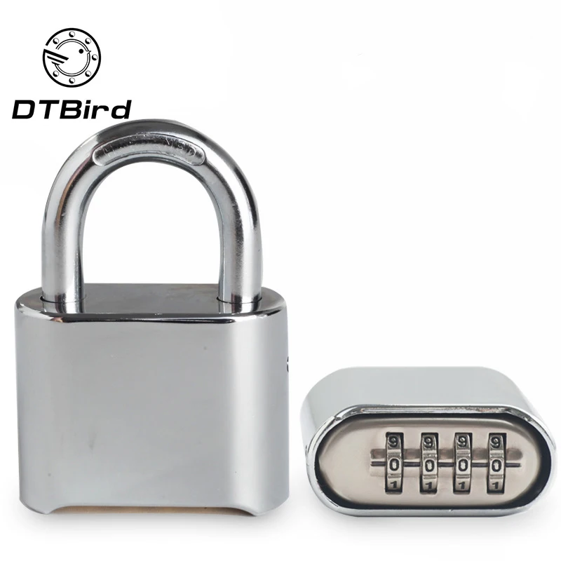 

1 PC Large 4-bit Warehouse Gate Logistics Password Lock Bottom Password Wheel Padlock Bright Chromium Plating On Zinc Alloy