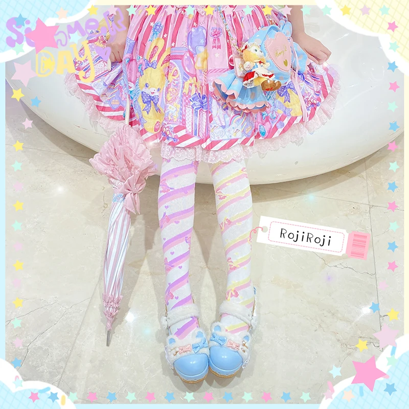 Anime Cosplay Socks Little Candy Lolita socks women over the knee socks Lolita Japanese Harajuku candy striped stockings