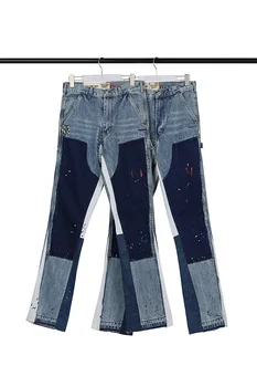

Gallery Dept 2021 Custom-made Destroy Spliced Flare Jeans Hip-Hop High Street Paint Jeans Men Women Couple Wash Jeans