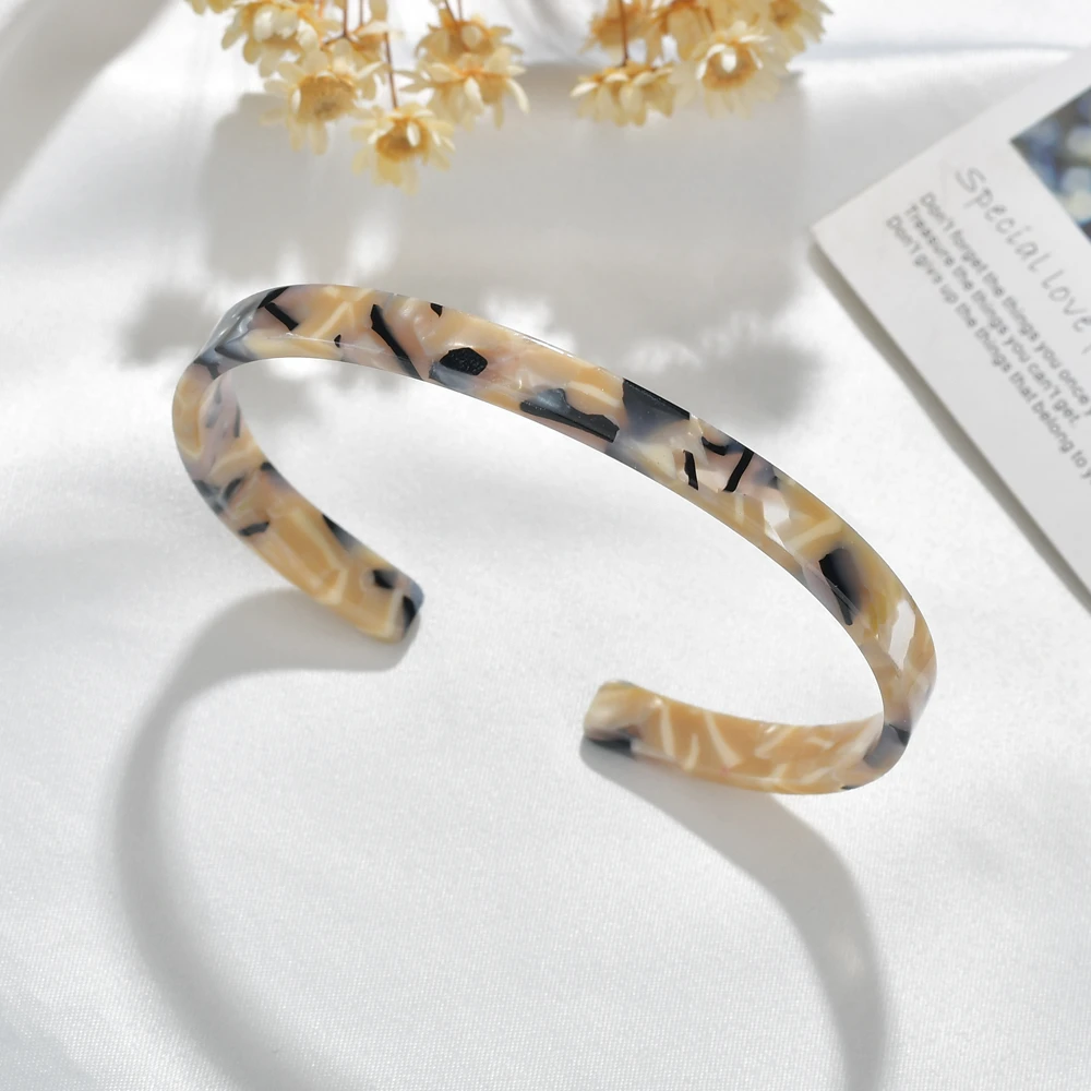New Fashion Leopard Resin Bracelets Bangle For Women Bohemian Open Cuff Acrylic Bracelet Vintage Tortoiseshell Punk Jewelry Gift - Окраска металла: 003