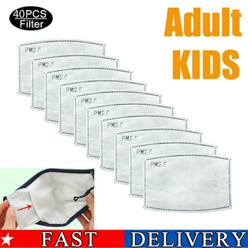 

40PCS PM 2.5 Masks Filter Replaceable Face Mouth Mask Gasket Dustproof Protective Cover Masks Heath Care Mask Outdoor Anti Dust