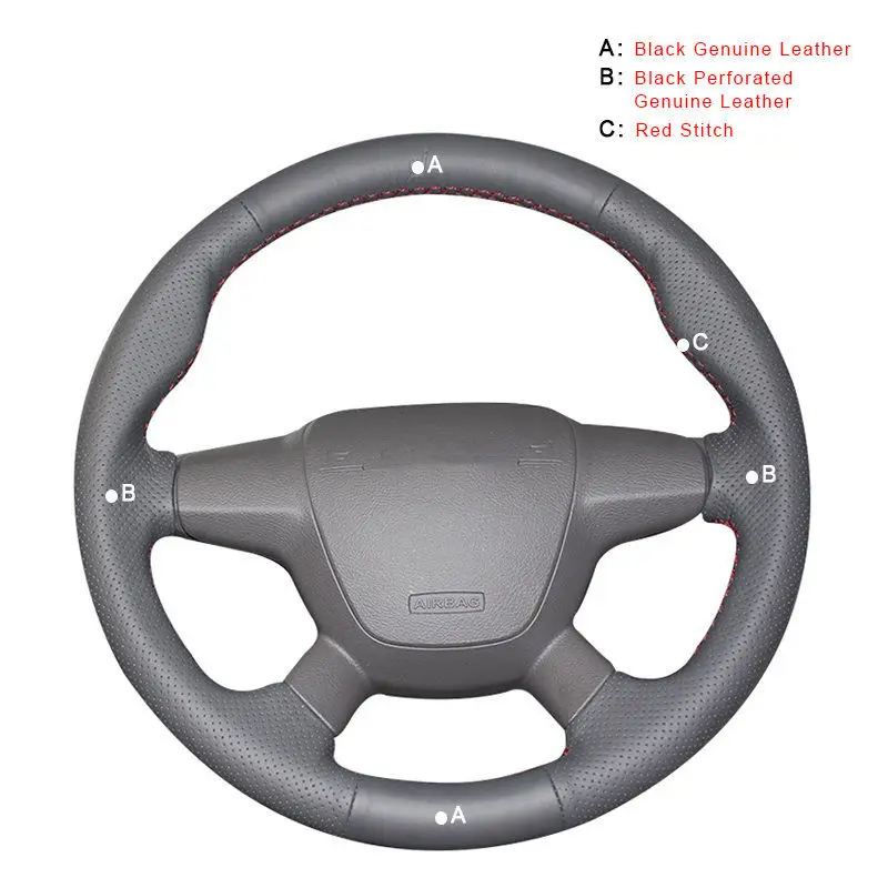 Оплетка на рулевое колесо для Ford Focus 3 2012- Kuga Escape 2013- C-MAX 2011- рулевое покрытие автомобиля кожа - Название цвета: Genuine Leather