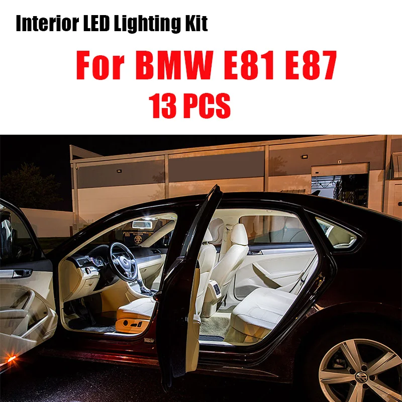 Белый Canbus безотказный Автомобильный светодиодный светильник с картой для салона, купольный светильник для багажника BMW 1 серия E81 E87 E82 E88 F20 F21 2003 - Испускаемый цвет: E81 E87 - 13pcs