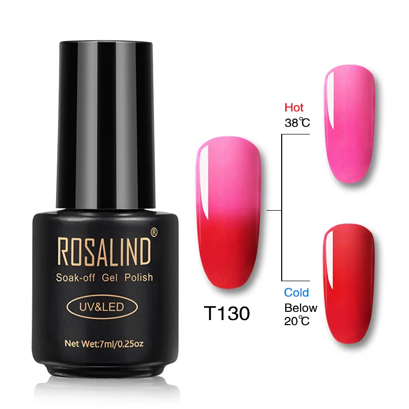 RAT130 Гель-лак для ногтей ROSALIND, меняющий температуру, Гель-лак, гибридные Лаки, 7 мл, УФ-светодиодный, впитывающий Гель-лак, Базовое покрытие для ногтей - Цвет: RAT130