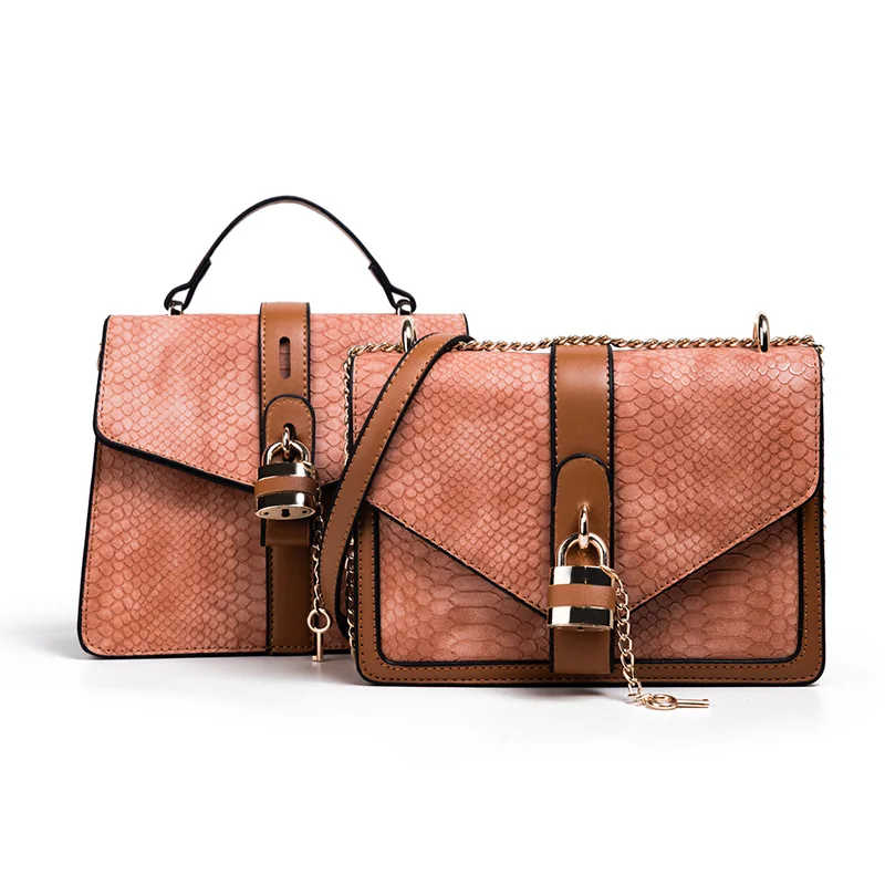 Роскошные сумки, женские сумки, дизайнерская Дамская змеиная кожа, сумка на плечо, новинка, сумки через плечо с цепочкой для женщин, ручная сумка красного цвета - Цвет: 9AB -Brown