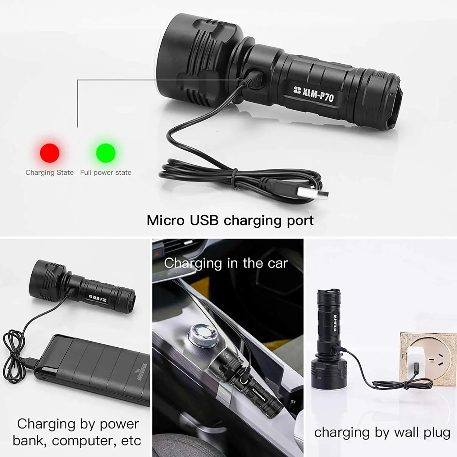 높은 전력 XHP70 LED 손전등 전술 토치 USB 충전식 랜턴 방수 램프 캠핑 야외에 대 한 매우 밝은 랜 턴