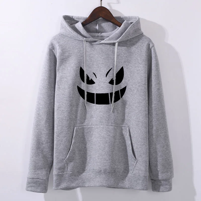 Light grey 2 Осенние женские толстовки с высоким воротником с принтом Пикачу, толстовки Harajuku, модные кавайные топы с рисунком покемона, пуловеры для пар - Цвет: Light grey 2