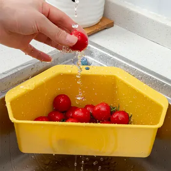 

Kitchen Triangular Sink Strainer Drain Vegetable Fruite Drainer Basket Suction Cup Sponge Storage Rack Sink Filter Shelf Holders