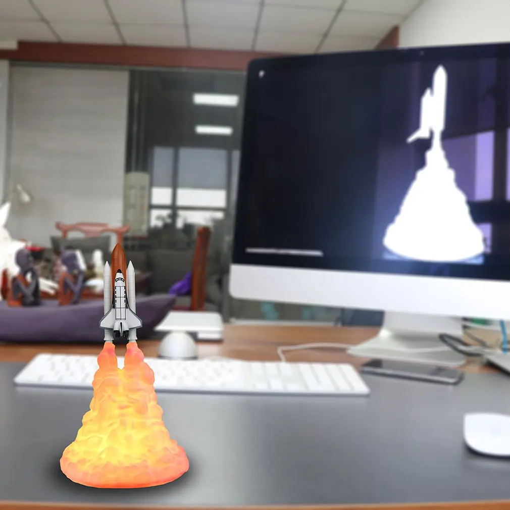 3D печать с откручивающейся крышкой ракета ночной Светильник 3D печать космический челнок модельная лампа творческий Перезаряжаемые ночной Светильник