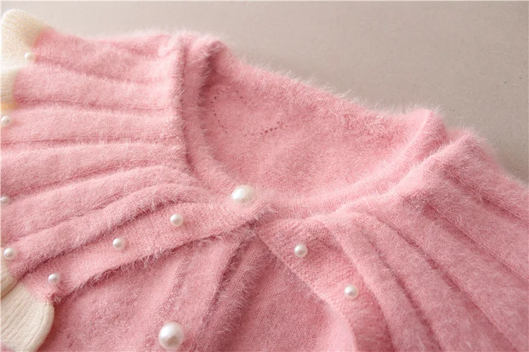Kids Sweater Girls Cardigan Pearl Woolen Autumn Baby Girls Sweaters Ruffle Collar Toddler Cardigan Knitted Girls Sweater Coat