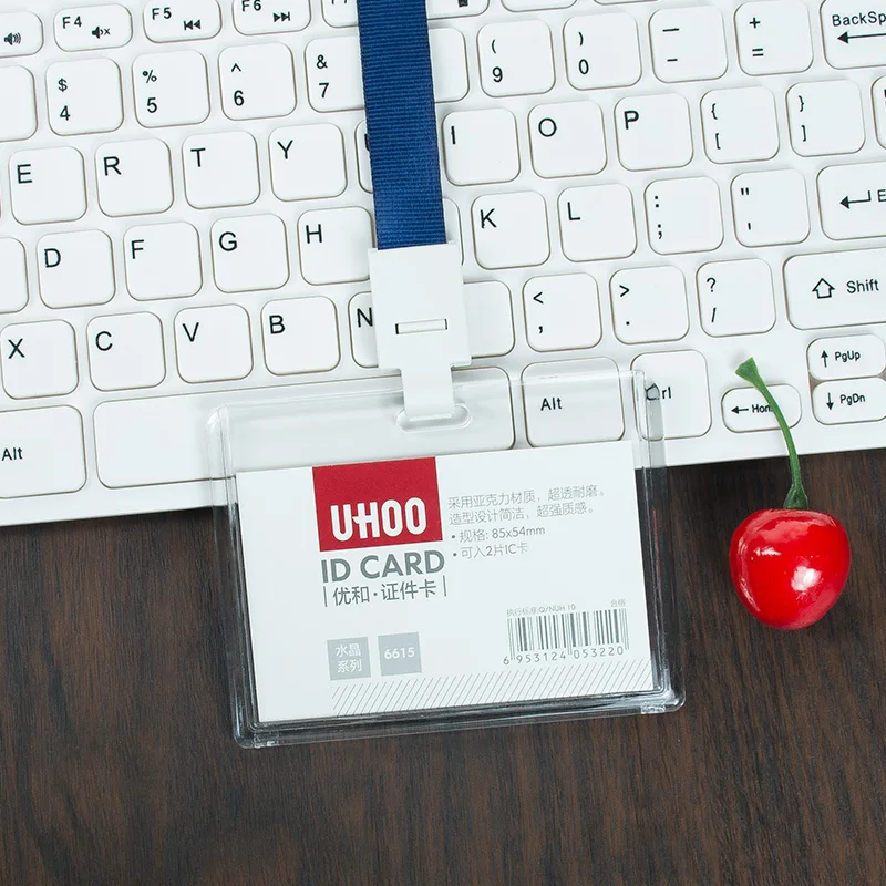 10 шт. Кристалл Большой размер pc выставочные карты Прозрачные ID карты визитная карточка держатель бейдж имя бирка ремешки канцелярские товары оптом - Цвет: style 2-Navy Blue