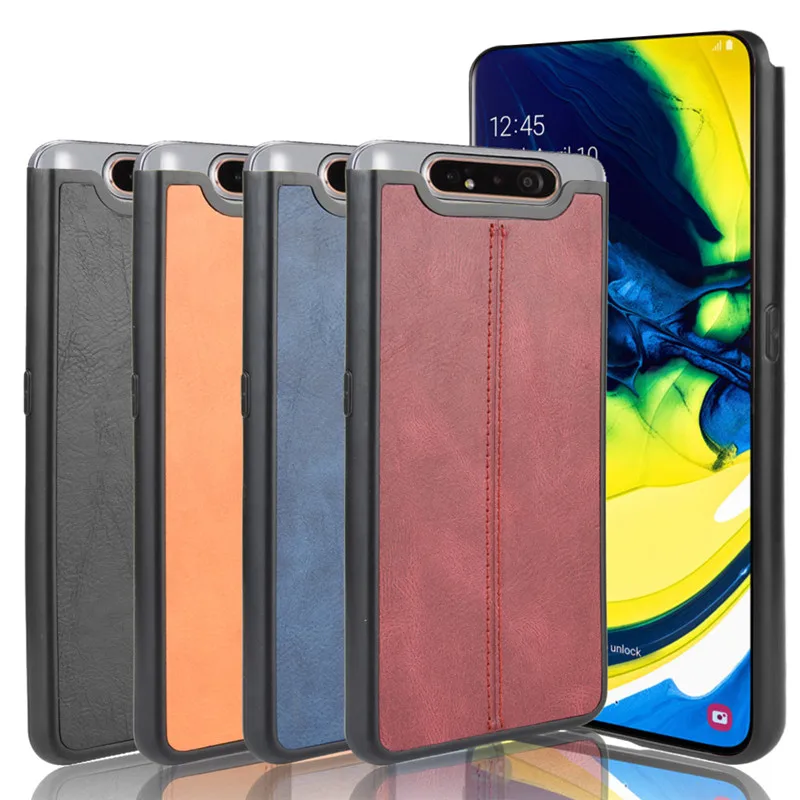For Samsung Galaxy A80 Case Silicone Soft Calfskin lines PU Leather Cover SM-A805F/DS A805F A 80 A90 Phone |