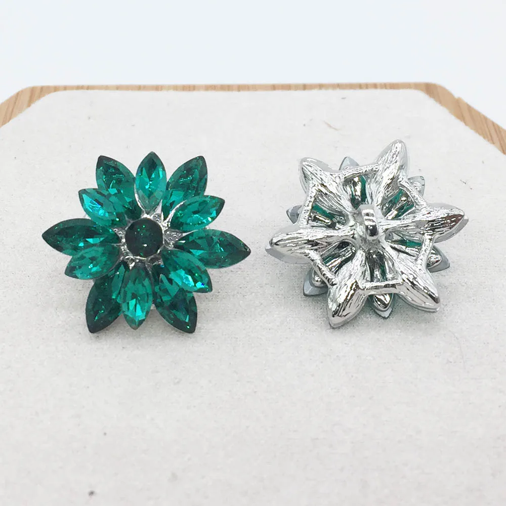 5pcs/lot 27mm Alloy Rhinestone Button For Craft Sewing DIY Handmade Buttons for Clothing Decorative Embellishment 12 Colors
