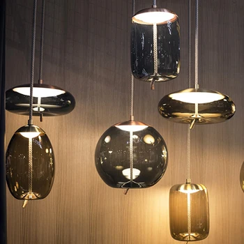 

Modern Led Metal Pendant Lights Wrought Iron Glass Round Ball Brass Rod Hanging Lamp For Living Roomcafekitchen Nordic Lighting