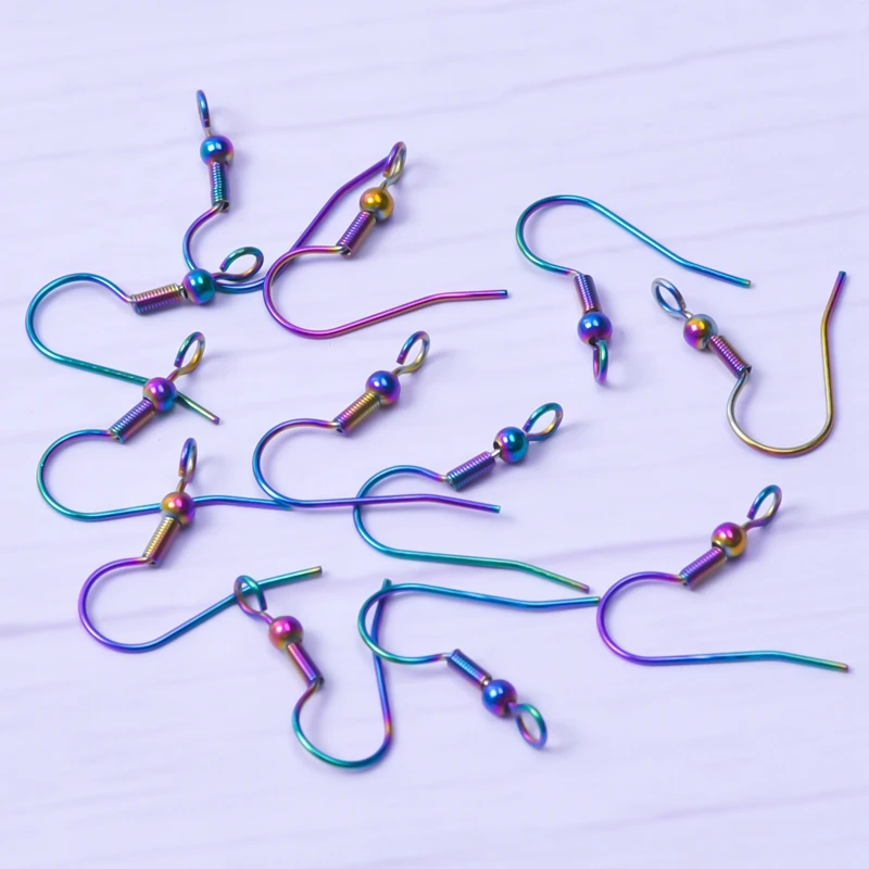 

20pcs Rainbow Metal Fittings Earring Clasp Ear Hooks For Earring Making Jewelry Finding DIY Stainless Steel Accessories Material