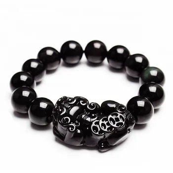 

Natural Obsidian Jade PIXIU Beads Bracelet Jadeite Jewelry Fashion Charm Accessories Hand-Carved Lucky Amulet Gifts for Women