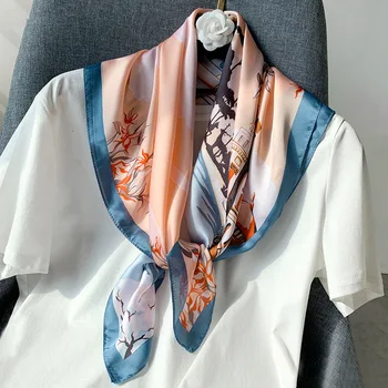 

New 2020 Women Scarf Fashion Foulard Print Silk Scarves Square Handkerchief Neck Hair Scarfs 70*70cm Bandana Cachecol Hijab