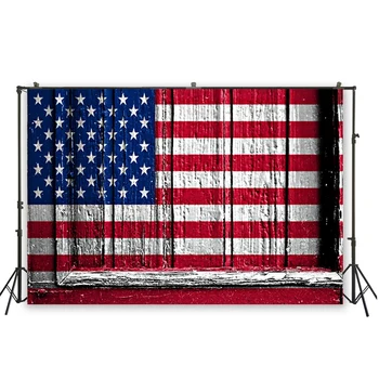 

HUAYI American Flag Backdrop Wonderful Stars With Red And White Stripes Panited On Cement Wall Backdrop For Photo Booth D-5533