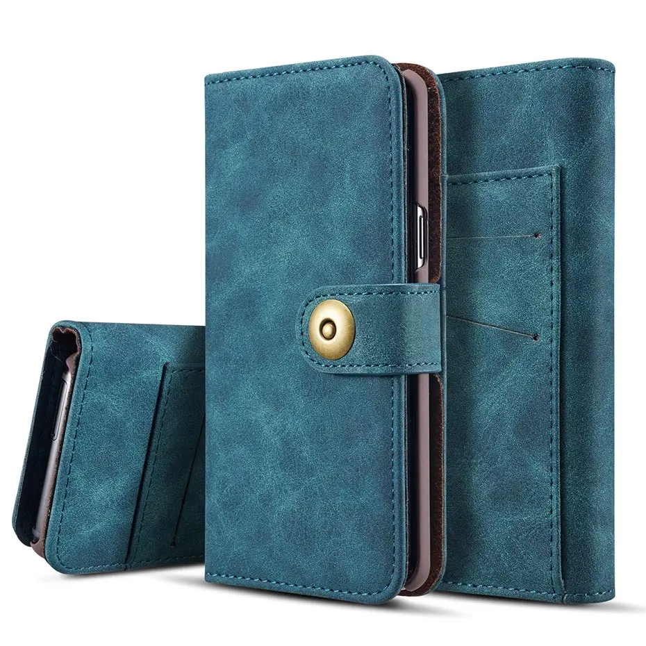 

Fashion Matte Plain Button Wallet case for Samsung Galaxy S7 S8 S9 S10 Plus Retro PU Leather Cover for Note8 Note9 Note10 case