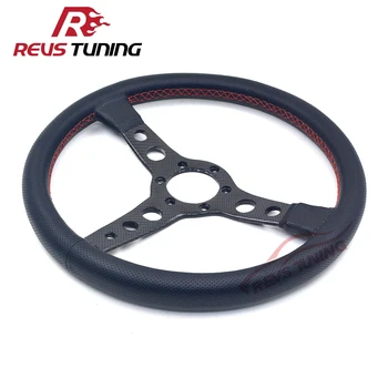 

Universal 350mm 14inches Flat Carbon Fiber Leather ND Car Racing Sport Steering Wheel