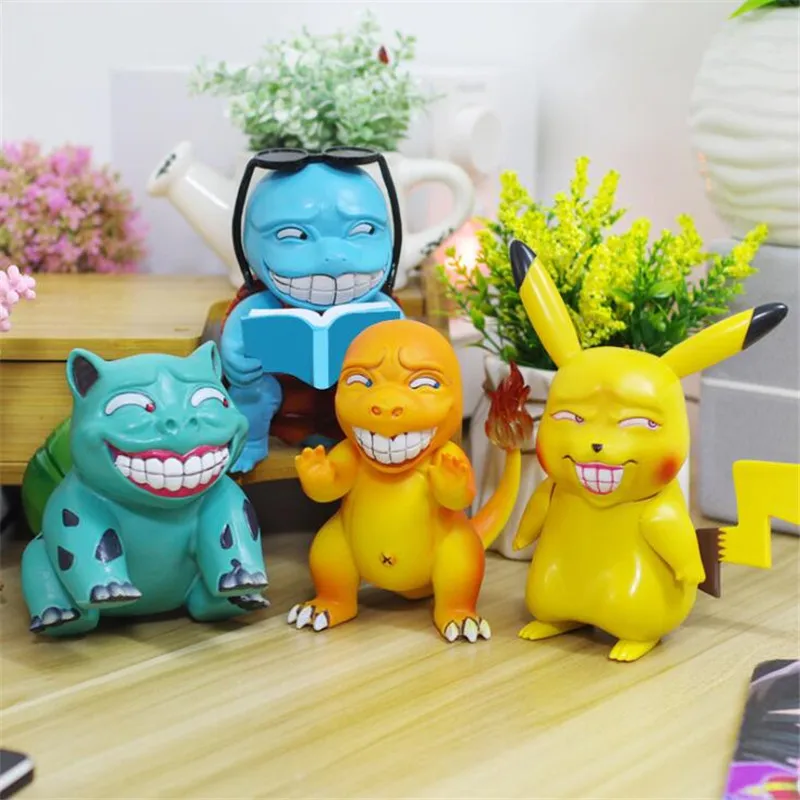 Pokemon Anime Figures Pikachu Squirtle Charmander Bulbasaur PVC Action Game Figurine Evil Smile Figma Funny Xmas Toys Collection | Игрушки и