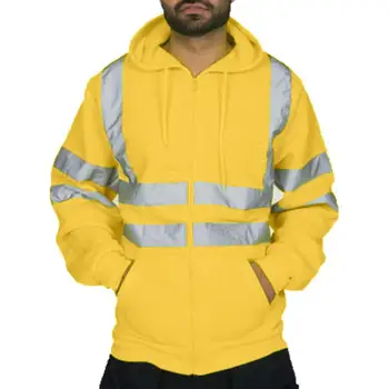 

Men Strips Patchwork Long Sleeve Zipper Hooded Jacket Casual Sweatshirt Outwear Men's fluorescent hoodie jacket