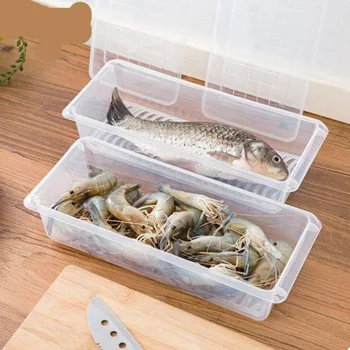 

1/2/3pcs Kitchen Refriger Draining Preservation Box Transparent Plastic Food Container PAK55