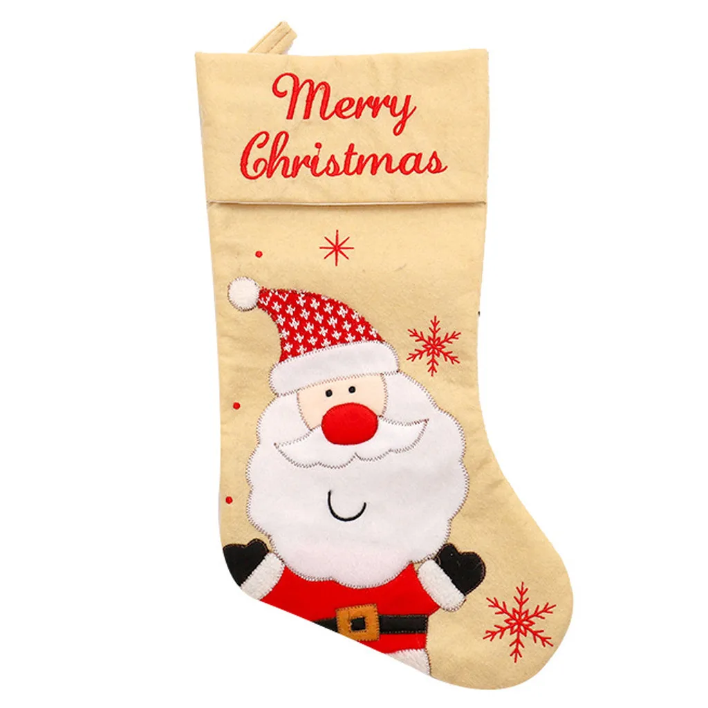 Christmas Gifts Candy Bag Xmas Tree Ornament Stocking Santa Claus Snowman Sock Decor Christmas Stocking Presents Gift Bags - Цвет: A