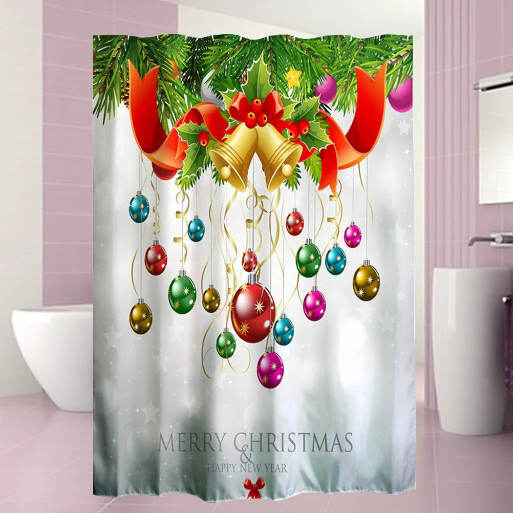 3D Print Christmas Bathroom Shower Curtain Waterproof Mildewproof Bathroom