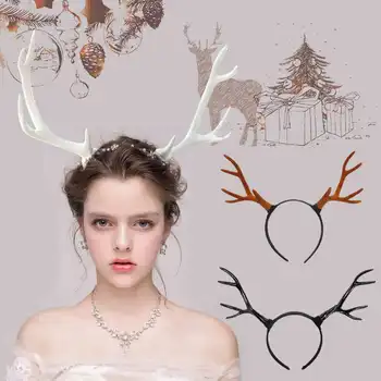 

Christmas Halloween Big Antlers Brown Deer Horns Hair Band Headband Goth Cosplay Accessories Headdress