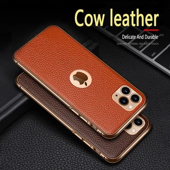 

Cowhide Genuine Leather Back Case for iPhone 11 Pro MAX Phone Case Protective Back Cover for iPhone SE 2020 XS MAX X R 7 8 plus