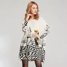 Autumn New Loose Ladies Knitted Sweater 2020 Printed Jumper Women O Neck Batwing Sleeve Casual Pullover Mujer Sweter Damski