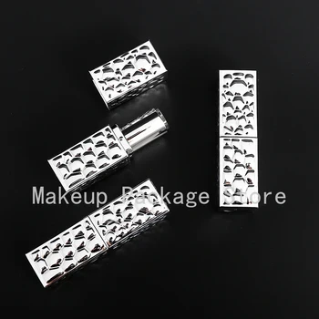 

12.1mm 10/20/30pcs Empty Square Water Cube Lip Balm Lipstick Tube,DIY Silver Plastic Lipstick Tube,Refillable Cosmetic Container